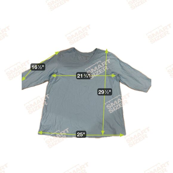 Woman Within Tops - Woman Within Womens Top 1X 22 24 Tee Tunic 3/4 Sleeve Blue Cotton Comfy Casual